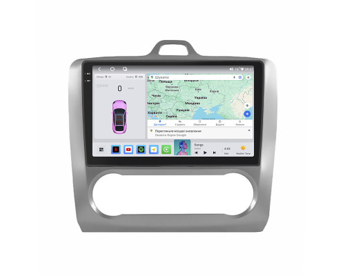 Штатная магнитола Lesko для Ford Focus II 2004-2008 экран 9" 4/64 QLED CarPlay 4G Wi-Fi GPS 360 Prime