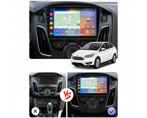 Штатная магнитола Lesko для Ford Focus III 2011-2015 экран 9" 2/32Gb CarPlay 4G Wi-Fi GPS Prime