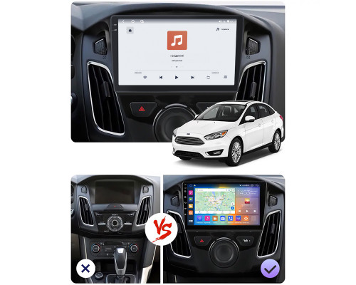 Штатная магнитола Lesko для Ford Focus III 2011-2015 экран 9" 4/64 QLED CarPlay 4G Wi-Fi GPS 360 Prime