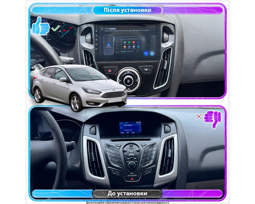 Штатная магнитола Lesko для Ford Focus III Рестайлинг 2014-2019 экран 9" 1/16Gb Wi-Fi GPS Base
