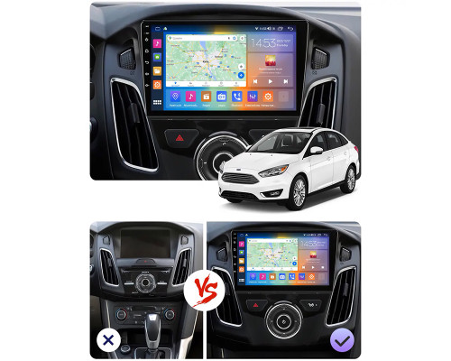Штатная магнитола Lesko для Ford Focus III Рестайлинг 2014-2019 экран 9" 6/128Gb 4G Wi-Fi GPS Top