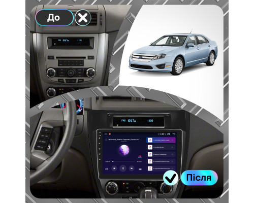 Штатная магнитола Lesko для Ford Fusion (North America) I 2005-2012 экран 10" 2/32Gb CarPlay 4G Wi-Fi GPS Prime