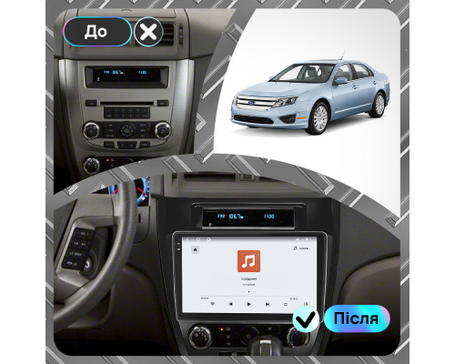 Штатная магнитола Lesko для Ford Fusion (North America) I 2005-2012 экран 10" 4/64 QLED CarPlay 4G Wi-Fi GPS 360 Prime