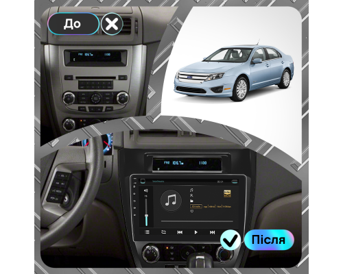 Штатная магнитола Lesko для Ford Fusion (North America) I 2005-2012 экран 10" 4/64Gb 4G Wi-Fi GPS Top