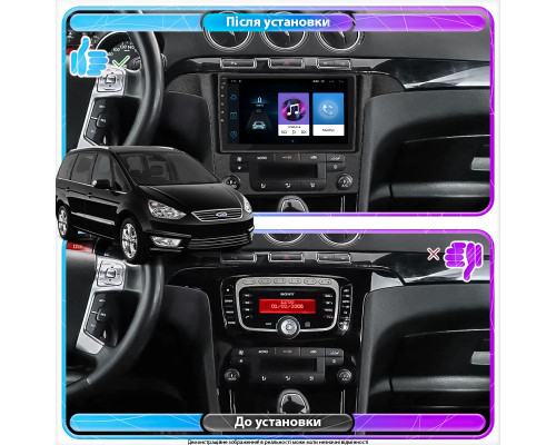 Штатная магнитола Lesko для Ford Galaxy II Рестайлинг 2010-2015 экран 9" 1/16Gb Wi-Fi GPS Base