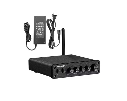 Підсилювач звуку AIYIMA A03 black + блок живлення 24V. Bluetooth 5.0, AUX, 50Wx2+100W (TPA3116)