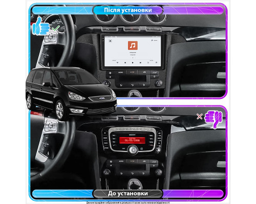 Штатная магнитола Lesko для Ford Galaxy II Рестайлинг 2010-2015 экран 9" 4/64 QLED CarPlay 4G Wi-Fi GPS 360 Prime