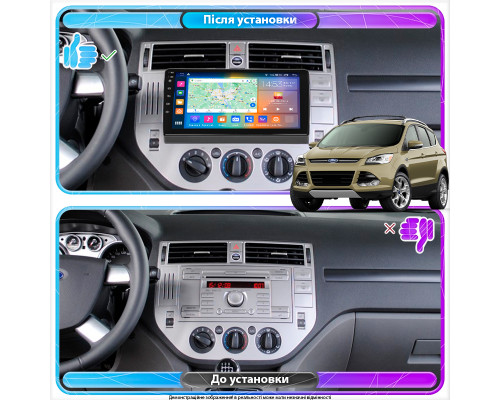 Штатная магнитола Lesko для Ford Kuga I 2008-2013 экран 9" 2/32Gb CarPlay 4G Wi-Fi GPS Prime