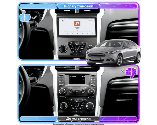 Штатная магнитола Lesko для Ford Mondeo V 2014-2019 экран 9" 4/64 QLED CarPlay 4G Wi-Fi GPS 360 Prime