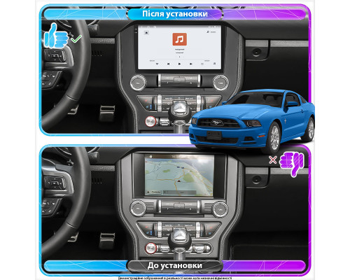 Штатная магнитола Lesko для Ford Mustang VI 2014-2017 экран 9" 4/64 QLED CarPlay 4G Wi-Fi GPS 360 Prime