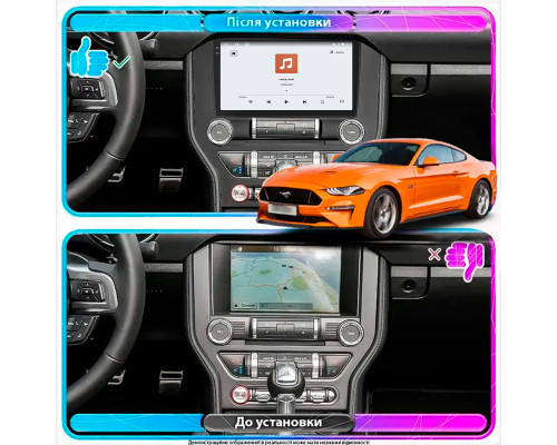 Штатная магнитола Lesko для Ford Mustang VI Рестайлинг 2017-н.в. экран 9" 4/64 QLED CarPlay 4G Wi-Fi GPS 360 Prime