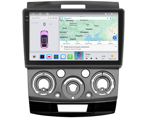 Штатная магнитола Lesko для Ford Ranger II 2006-2009 экран 9" 4/64 QLED CarPlay 4G Wi-Fi GPS 360 Prime
