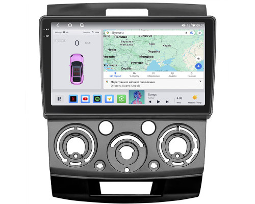 Штатная магнитола Lesko для Ford Ranger II Рестайлинг 2009-2011 экран 9" 4/64 QLED CarPlay 4G Wi-Fi GPS 360 Prime