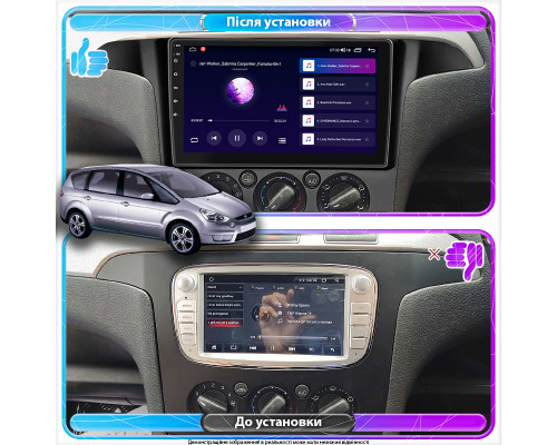 Штатная магнитола Lesko для Ford S-MAX I 2006-2010 экран 9" 6/128Gb 4G Wi-Fi GPS Top