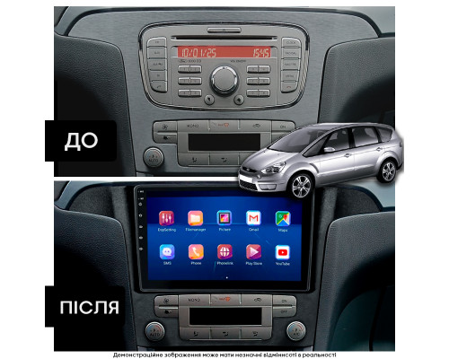 Штатная магнитола Lesko для Ford S-MAX I Рестайлинг 2010-2015 экран 9" 4/64 QLED CarPlay 4G Wi-Fi GPS 360 Prime