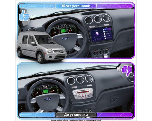 Штатная магнитола Lesko для Ford Tourneo Connect I Рестайлинг 2009-2013 экран 9" 4/64Gb CarPlay 4G Wi-Fi GPS Prime