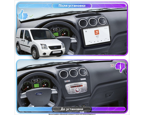 Штатная магнитола Lesko для Ford Transit Connect I Рестайлинг 2009-н.в. экран 9" 4/64 QLED CarPlay 4G Wi-Fi GPS 360 Prime