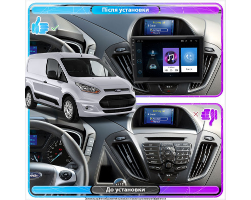 Штатная магнитола Lesko для Ford Transit Connect II Рестайлинг 2018-н.в. экран 9" 1/16Gb Wi-Fi GPS Base