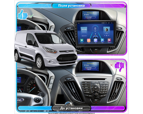 Штатная магнитола Lesko для Ford Transit Connect II Рестайлинг 2018-н.в. экран 9" 4/64Gb 4G Wi-Fi GPS Top