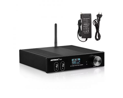 Підсилювач звуку AIYIMA D03 black + блок живлення 32V. Bluetooth 5.0, AUX, 150Wx2