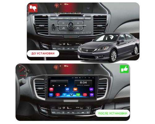 Штатная магнитола Lesko для Honda Accord IX Рестайлинг 2015-2019 экран 10" 2/32Gb Wi-Fi GPS Base