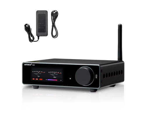 Підсилювач звуку AIYIMA A80 black + блок живлення 48V. Bluetooth 5.1, AUX, 300Wx2 (TPA3255)