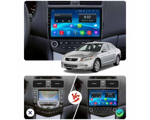 Штатная магнитола Lesko для Honda Accord VII 2002-2006 экран 10" 1/16Gb Wi-Fi GPS Base