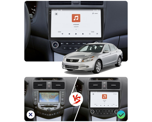 Штатная магнитола Lesko для Honda Accord VII 2002-2006 экран 10" 4/64 QLED CarPlay 4G Wi-Fi GPS 360 Prime
