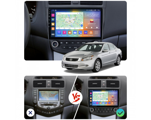 Штатная магнитола Lesko для Honda Accord VII Рестайлинг 2005-2008 экран 10" 4/64Gb CarPlay 4G Wi-Fi GPS Prime