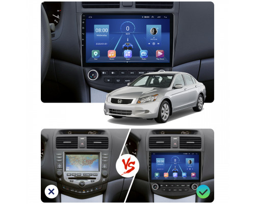 Штатная магнитола Lesko для Honda Accord VII Рестайлинг 2005-2008 экран 10" 6/128Gb 4G Wi-Fi GPS Top