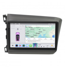Штатная магнитола Lesko для Honda Civic IX 2011-2015 экран 9" 4/64 QLED CarPlay 4G Wi-Fi GPS 360 Prime