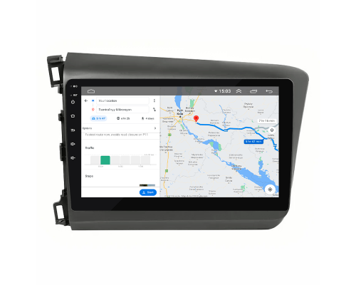 Штатная магнитола Lesko для Honda Civic IX 2011-2015 экран 9" 2/32Gb 4G Wi-Fi GPS Top