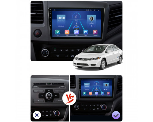 Штатная магнитола Lesko для Honda Civic IX 2011-2015 экран 9" 6/128Gb 4G Wi-Fi GPS Top