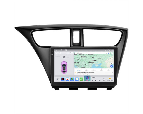 Штатная магнитола Lesko для Honda Civic IX Рестайлинг 2013-2017 экран 9" 4/64 QLED CarPlay 4G Wi-Fi GPS 360 Prime