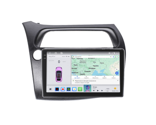 Штатная магнитола Lesko для Honda Civic Type R VIII 2006-2008 экран 9" 4/64 QLED CarPlay 4G Wi-Fi GPS 360 Prime