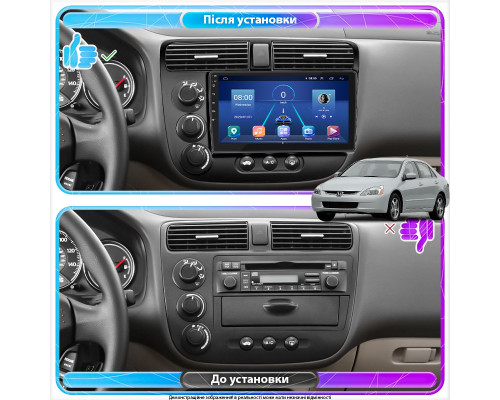 Штатная магнитола Lesko для Honda Civic VII Рестайлинг 2003-2006 экран 9" 2/32Gb 4G Wi-Fi GPS Top