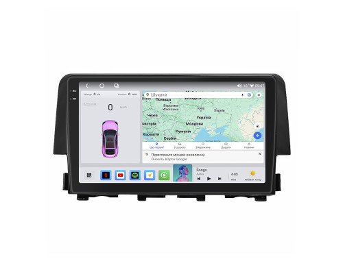 Штатная магнитола Lesko для Honda Civic X 2015-2021 экран 9" 4/64 QLED CarPlay 4G Wi-Fi GPS 360 Prime