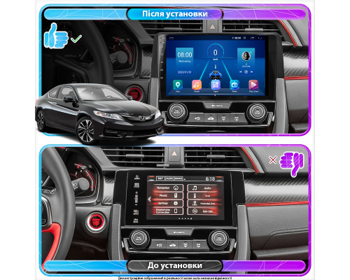 Штатная магнитола Lesko для Honda Civic X 2015-2021 экран 9" 6/128Gb 4G Wi-Fi GPS Top