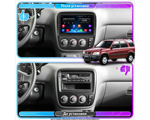 Штатная магнитола Lesko для Honda CR-V I 1995-1999 экран 9" 2/32Gb Wi-Fi GPS Base