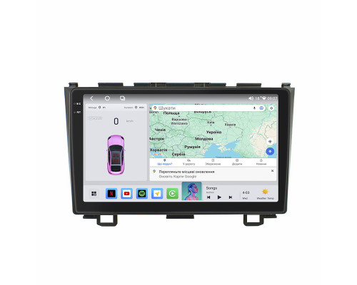 Штатная магнитола Lesko для Honda CR-V III 2006-2009 экран 9" 4/64 QLED CarPlay 4G Wi-Fi GPS 360 Prime