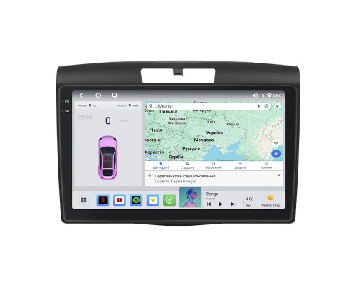 Штатная магнитола Lesko для Honda CR-V IV 2011-2015 экран 9" 4/64 QLED CarPlay 4G Wi-Fi GPS 360 Prime
