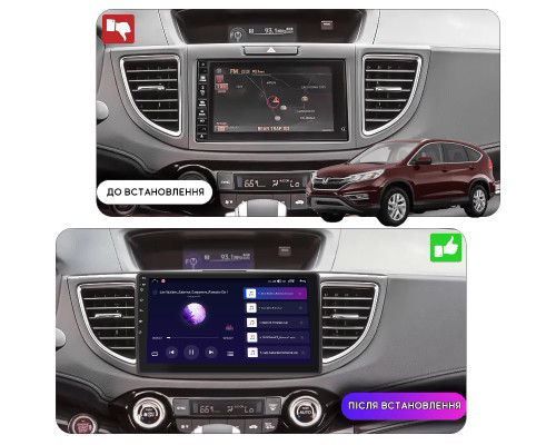 Штатная магнитола Lesko для Honda CR-V IV Рестайлинг 2014-2018 экран 10" 2/32Gb Wi-Fi GPS Base