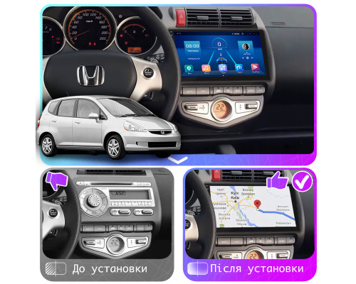 Штатная магнитола Lesko для Honda Fit I Auto AC 2001-2008 экран 9" 2/32Gb Wi-Fi GPS Base