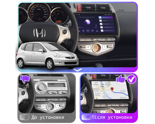 Штатная магнитола Lesko для Honda Fit I Auto AC 2001-2008 с экраном 9", 4/64Gb, 4G, Wi-Fi, GPS