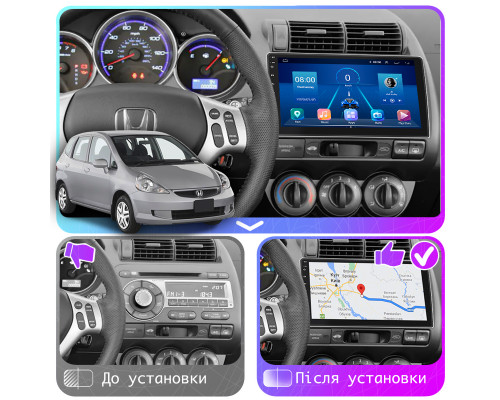 Штатная магнитола Lesko для Honda Fit I Manual AC 2001-2008 экран 9" 2/32Gb Wi-Fi GPS Base