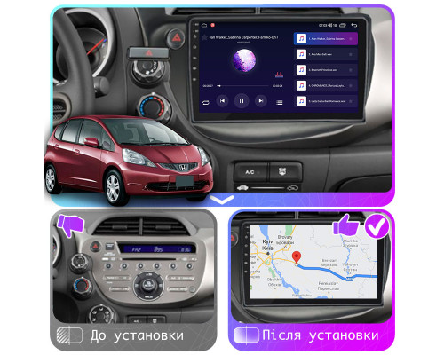 Штатная магнитола Lesko для Honda Fit II 2007-2014 экран 10" 4/64Gb CarPlay 4G Wi-Fi GPS Prime