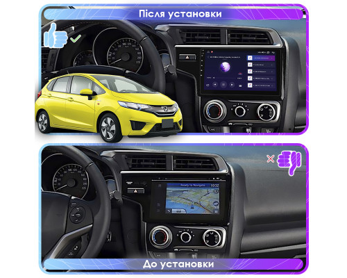Штатная магнитола Lesko для Honda Fit III 2013-2017 экран 9" 1/16Gb Wi-Fi GPS Base