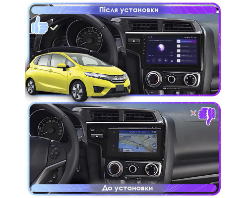 Штатная магнитола Lesko для Honda Fit III 2013-2017 экран 9" 6/128Gb 4G Wi-Fi GPS Top
