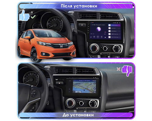Штатная магнитола Lesko для Honda Fit III Рестайлинг 2017-2020 экран 9" 2/32Gb CarPlay 4G Wi-Fi GPS Prime