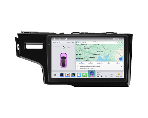 Штатная магнитола Lesko для Honda Fit III Рестайлинг 2017-2020 экран 9" 4/64 QLED CarPlay 4G Wi-Fi GPS 360 Prime